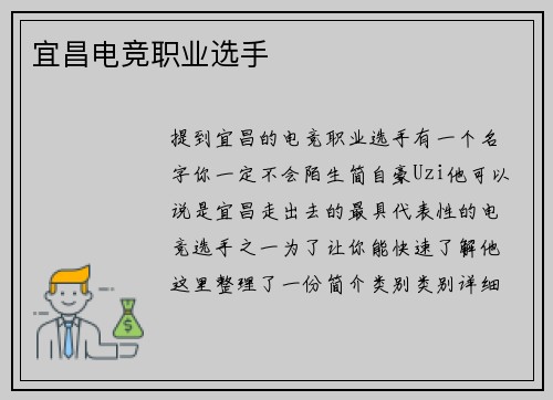 宜昌电竞职业选手